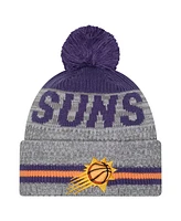 New Era Men's Gray/Purple Phoenix Suns Sport Night Runner Cuffed Knit Hat with Pom