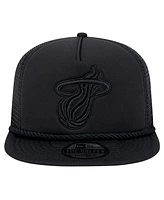 New Era Men's Black Miami Heat Tone Foam Meshback Golfer Snapback Hat