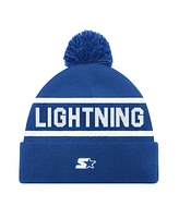 Starter Men's Blue Tampa Bay Lightning Cuffed Knit Hat with Pom