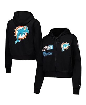 Pro Standard Women's Black Miami Dolphins Split Logo Full-Zip Hoodie