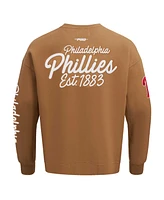 Pro Standard Men's Brown Philadelphia Phillies Paint The City Dropped Shoulder Pullover Sweatshirt