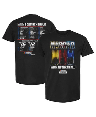 Checkered Flag Sports Men's Black 2025 Nascar Cup Series Schedule T-Shirt