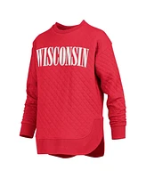 Pressbox Women's Red Wisconsin Badgers Quilted Long Sleeve Pullover Sweatshirt