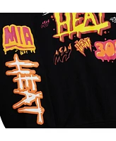 Mitchell & Ness Women's Black Miami Heat Slap Sticker Lightweight Pullover Sweatshirt