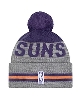 New Era Men's Gray/Purple Phoenix Suns Sport Night Runner Cuffed Knit Hat with Pom