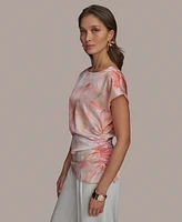 Donna Karan New York Women's Printed Short Sleeve Blouse