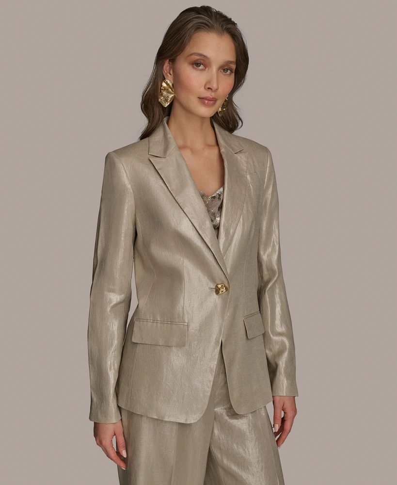 Donna Karan New York Women's Metallic Linen One-Button Blazer