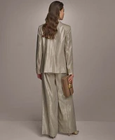 Donna Karan New York Womens Metallic Linen Blazer Wide Leg Pants