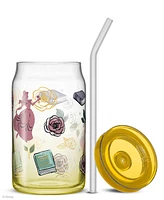 JoyJolt Disney Princess Icon Tumbler Glasses with Lids, Set of 4