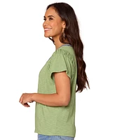 Democracy Petite Scoop-Neck Cropped T-Shirt