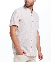 Weatherproof Vintage Men's Short Sleeve Print Linen Cotton Shirt