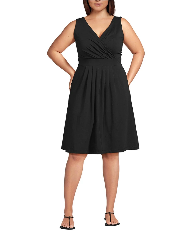 Lands' End Women's Plus Front Fit and Flare Dress