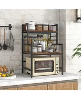 3-Tier Microwave Stand with Storage Shelves Heavy-Duty Metal Frame Rack Organizer