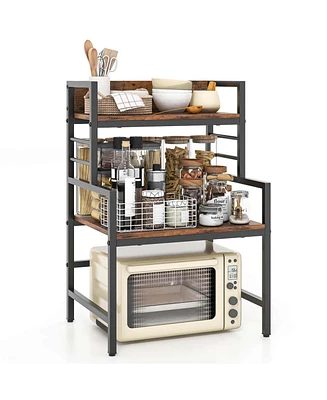 3-Tier Microwave Stand with Storage Shelves Heavy-Duty Metal Frame Rack Organizer