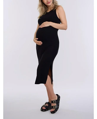 Women's Crew Neck Sleeveless Racerback Maternity Midi Dress - Motherhood