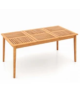 Person Outdoor Acacia Wood Dining Table with 1.96" Umbrella Hole Rectangular