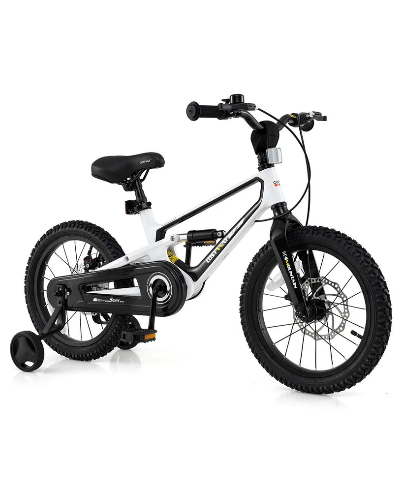 16 Inch Children Bicycle with Training Wheels & Double Disc Brakes Adjustable Seat Magnesium Alloy