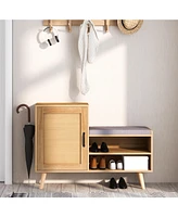 2-in-1 Shoe Cabinet with Bench Shoe Storage Bench with Washable Cushion for Entryway