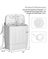 13 lbs Portable Mini Twin Tub Spinner Semi-Automatic Washing Machine