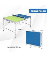 Foldable Ping Pong Table Game Set Mini Table Tennis Table with Adjustable Height for Indoor Fun