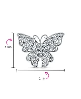 Bling Jewelry Large Crystal Filigree Butterfly Brooche Pin for Fashion Statement Silver Plated Brass