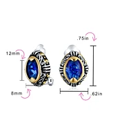 Bling Jewelry Fashion Crystal Oval Bali Style Clip-On Earrings Non-Pierced Ears Multiple Colors