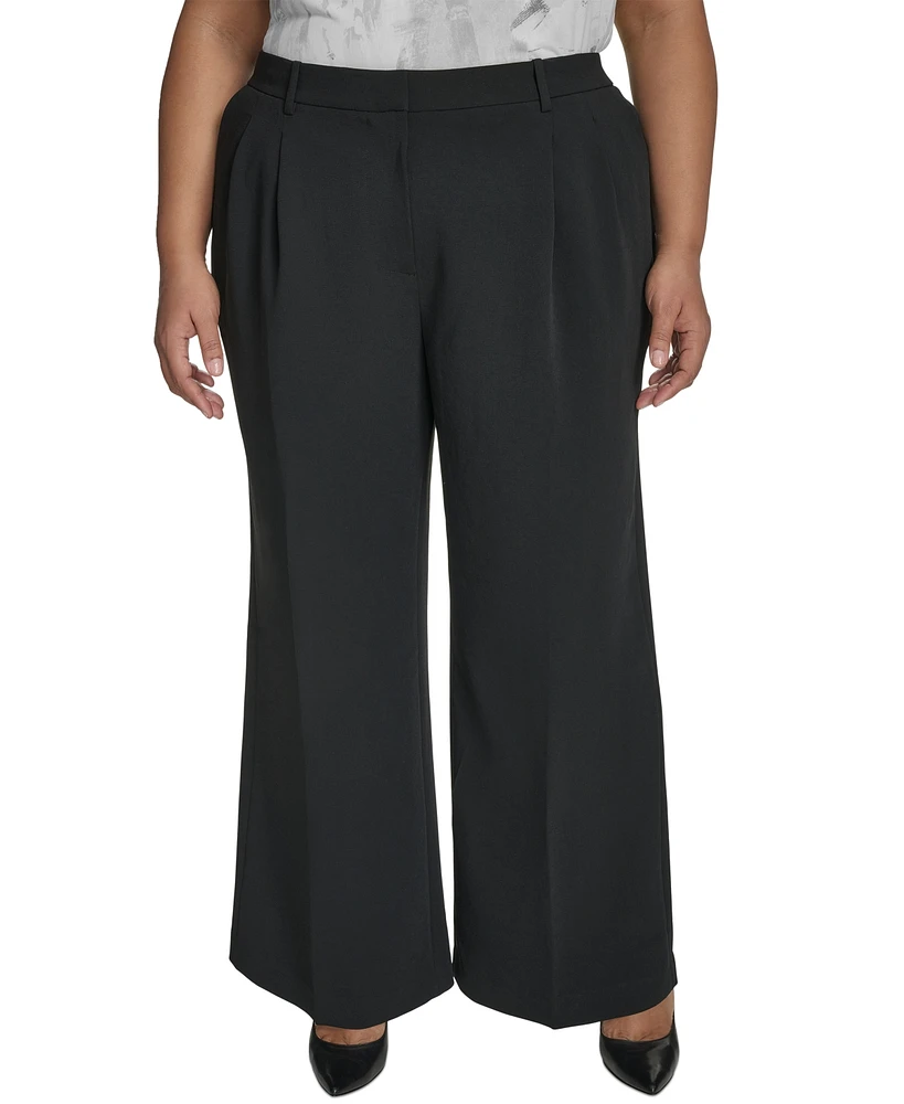 Dkny Plus High-Rise Wide-Leg Crepe Pants