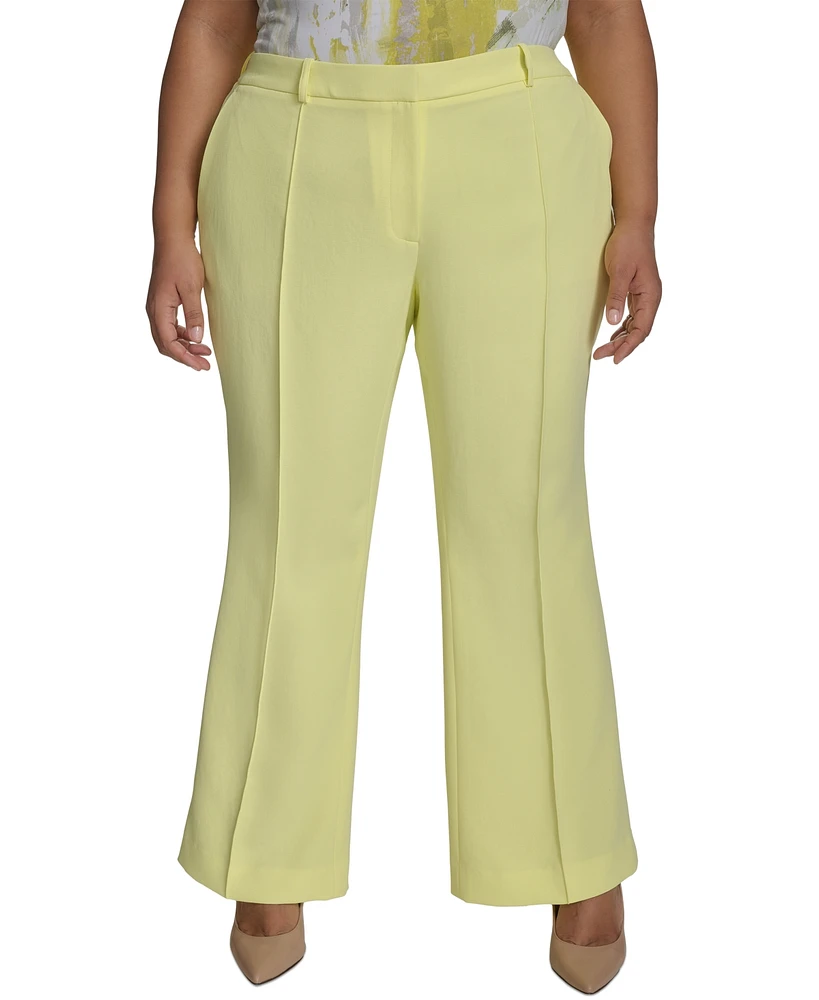 Dkny Plus Mid-Rise Pleated Flare-Leg Pants