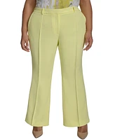 Dkny Plus Mid-Rise Pleated Flare-Leg Pants