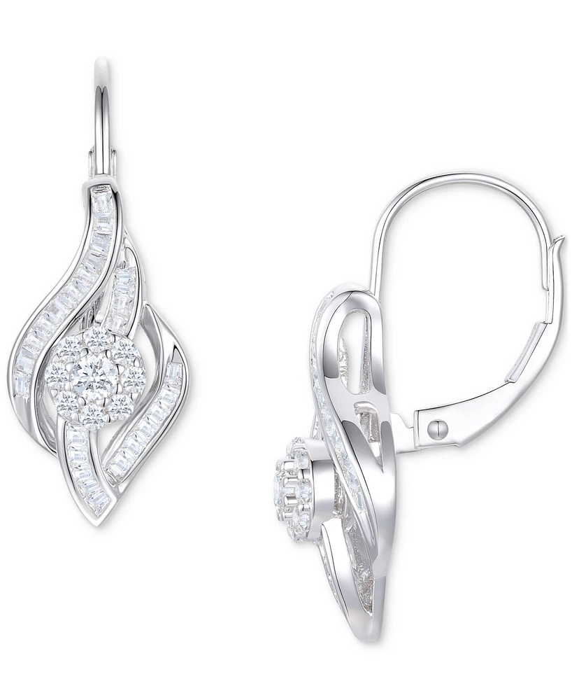 Diamond Leverback Drop Earrings (1/2 ct. t.w.) in 10k White Gold