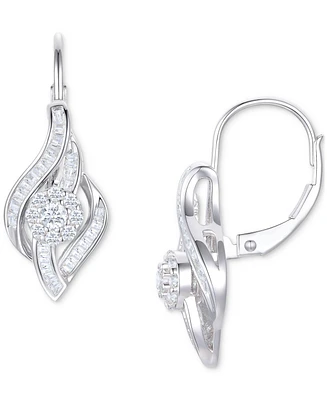 Diamond Leverback Drop Earrings (1/2 ct. t.w.) in 10k White Gold