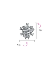 Bling Jewelry Bouquet Of Flower Cubic Zirconia Floral Cz Button Style Clip On Earrings Rose Gold Plated