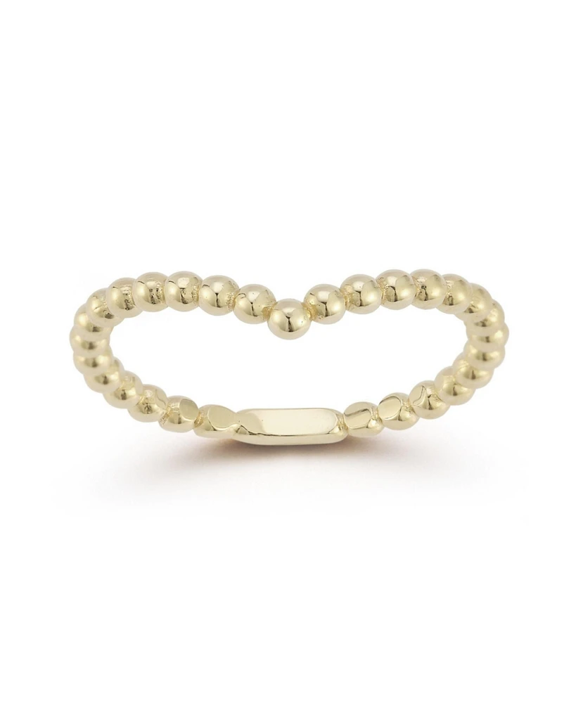 Rachel Zoe Fine Jewelry 14K Gold Beaded V Ring