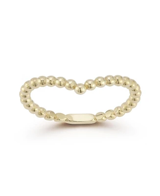 Rachel Zoe Fine Jewelry 14K Gold Beaded V Ring