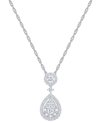 Diamond Drop Pendant Necklace (1/2 ct. t.w.) in 14k White Gold