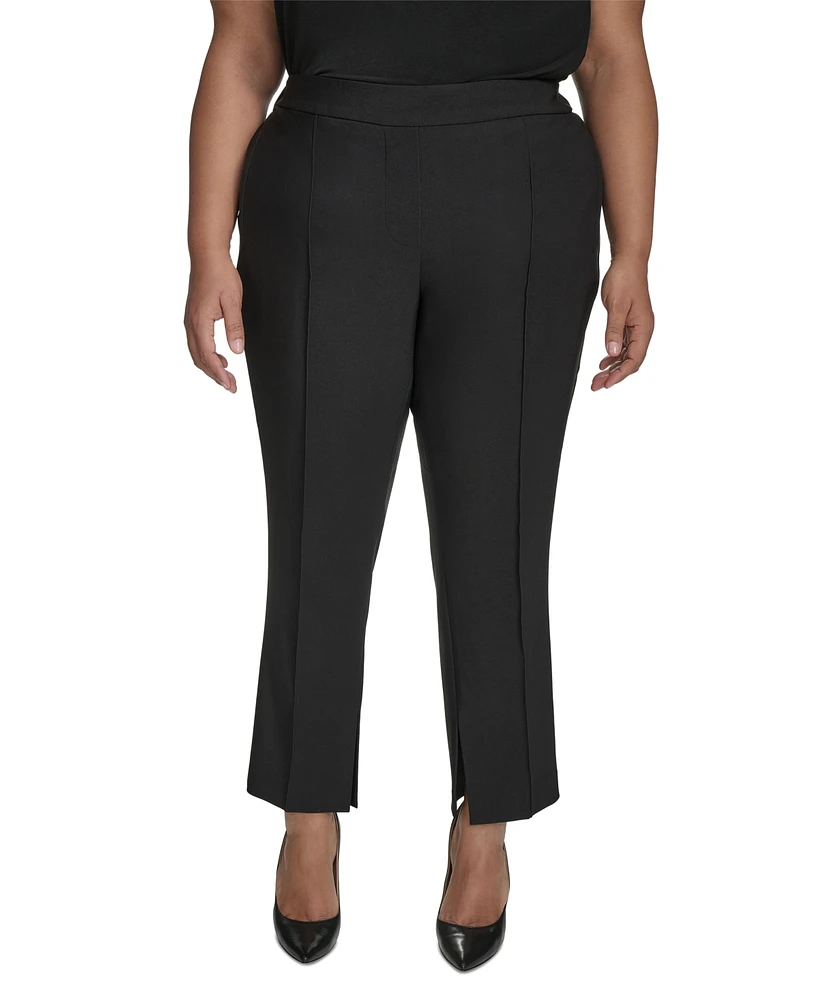 Dkny Plus Mid-Rise Zipper-Pocket Split-Hem Pants