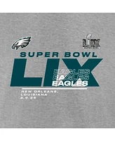 Fanatics Men's Heather Gray Philadelphia Eagles Super Bowl Lix Quick Pass Long Sleeve T-Shirt