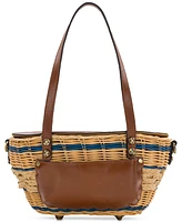 Patricia Nash Thea Mini Rattan Basket Bag with Greek Floral Scarf