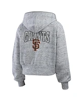 Wear by Erin Andrews Women's Heather Gray San Francisco Giants Speckled Fleece Cropped Full-Zip Hoodie