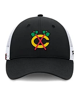 Fanatics Men's Black/White Chicago Blackhawks Authentic Pro Simple Rink Trucker Adjustable Hat