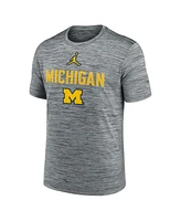 Jordan Men's Heather Gray Michigan Wolverines Campus Slant Velocity Performance T-Shirt