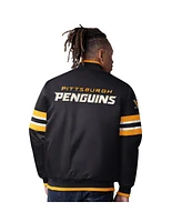 Starter Men's Black Pittsburgh Penguins Scout I Full-Snap Varsity Jacket