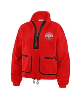 Wear by Erin Andrews Women's Red Chicago Blackhawks Polar Fleece Half-Zip Jacket