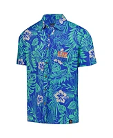 Margaritaville Men's Blue Super Bowl Lix Bourbon Street Party Button-Up Shirt