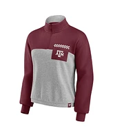 Fanatics Women's Maroon/Heathered Gray Texas A&M Aggies Sideline to Colorblock Quarter-Zip Jacket