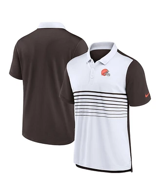 Nike Men's White/Brown Cleveland Browns Fashion Performance Polo Shirt