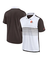 Nike Men's White/Brown Cleveland Browns Fashion Performance Polo Shirt