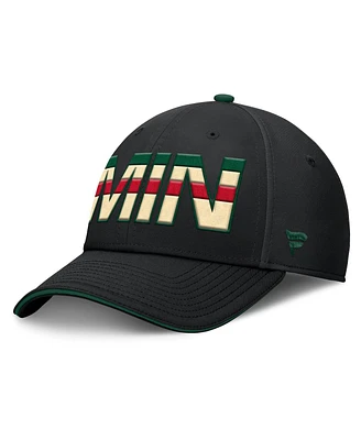 Fanatics Men's Black/Green Minnesota Wild Authentic Pro Rink Team Code Flex Hat