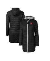 Cutter & Buck Women's Black Nebraska Huskers Rainier Primaloft Eco Hooded Long Coat