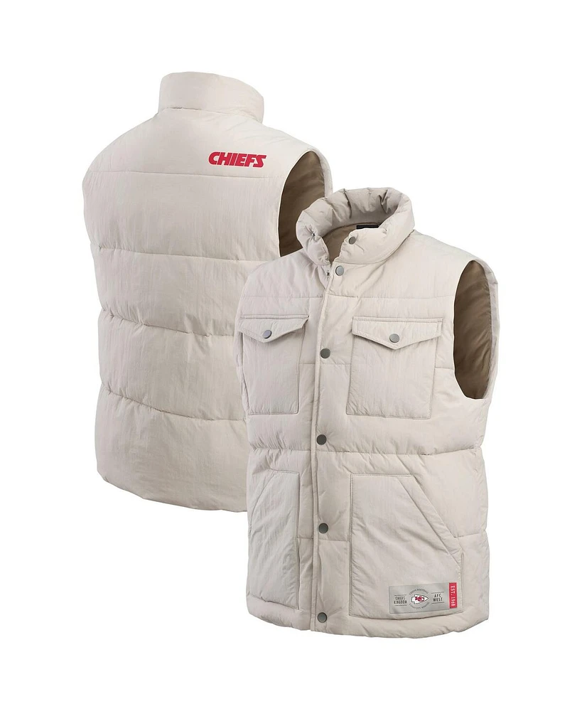 Darius Rucker Collection by Fanatics Men's Cream Kansas City Chiefs Puffer Full-Snap Vest